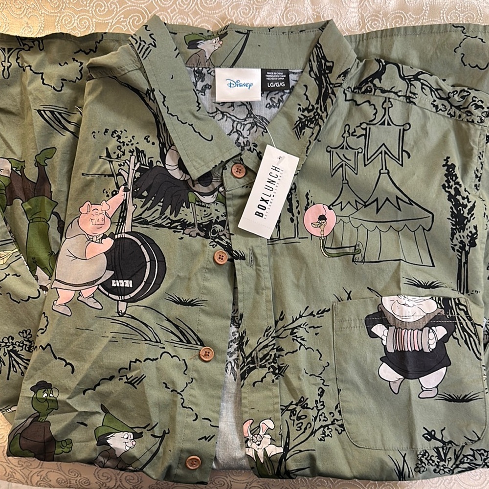 Disney Robin Hood Print Button-Up Shirt